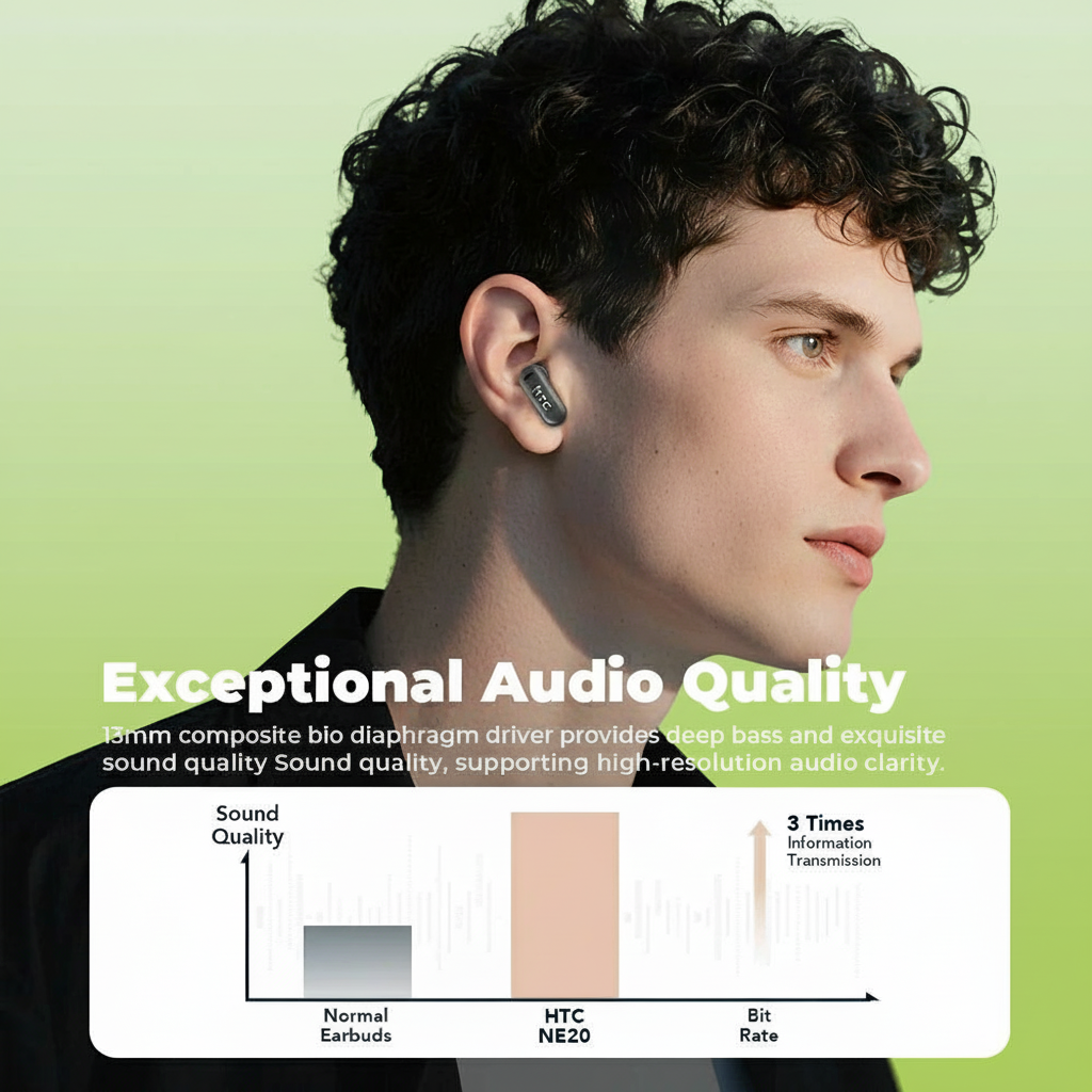 HTC® NE20 Bluetooth 5.4 Earphones With LED Display